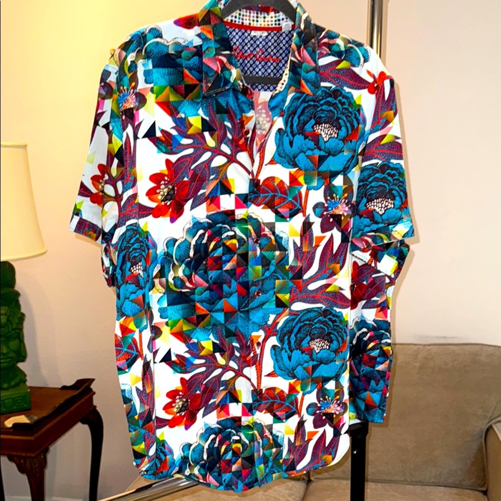 Robert Graham Delfern Colorful Short Sleeve 3xl Button Down Classic Fit